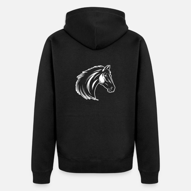 Pferd Pferdekopf Pony - Unisex Premium Bio Zip Hoodie - Schwarz