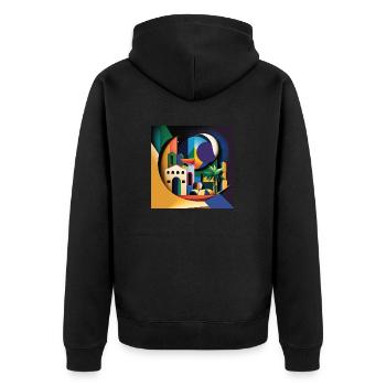 The Bauhaus Legacy - Unisex Premium Bio Zip Hoodie - Schwarz - Hinten - Nico (187cm)