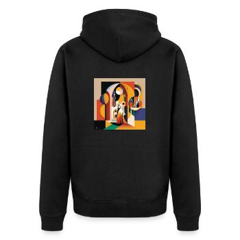 The Bauhaus Legacy - Unisex Premium Bio Zip Hoodie - Schwarz - Hinten - Nico (187cm)