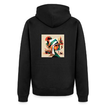 The Bauhaus Legacy - Unisex Premium Bio Zip Hoodie - Schwarz - Hinten - Nico (187cm)