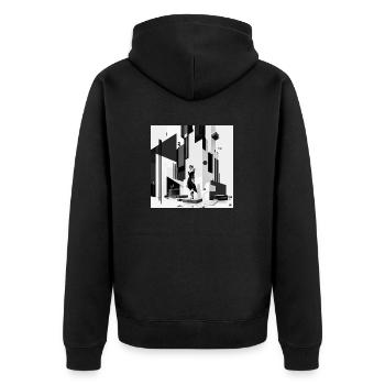 The Bauhaus Legacy - Unisex Premium Bio Zip Hoodie - Schwarz - Hinten - Nico (187cm)