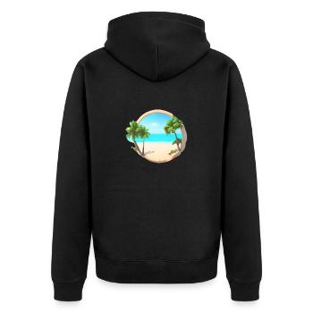 Sommerurlaub Palme Sonne Palmen Insel Strand - Unisex Premium Bio Zip Hoodie - Schwarz - Hinten - Nico (187cm)