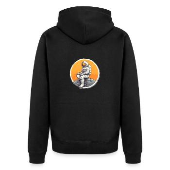 Lunar Astronaut - Unisex Premium Organic Zip Hoodie - black - Back - Nico (187cm)
