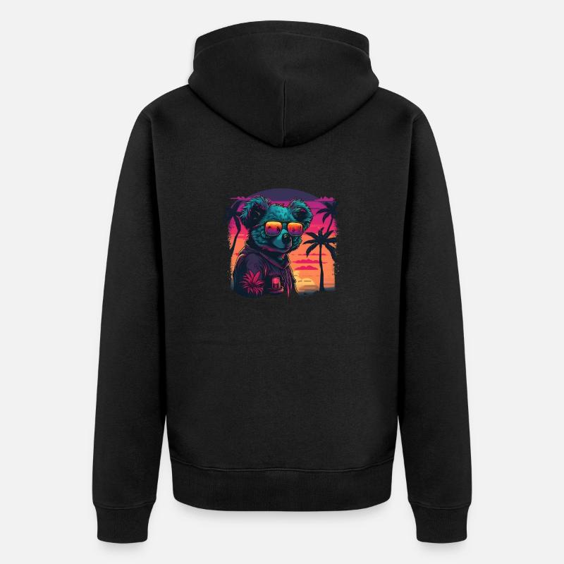 Synthwave Koala Sunset - Veste à capuche bio Premium Unisexe - noir