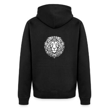 Löwe Löwenkopf Raubtier - Unisex Premium Bio Zip Hoodie - Schwarz - Hinten - Nico (187cm)