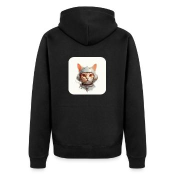Retro Cyborg Robot Space Cat V - Unisex Premium Organic Zip Hoodie - black - Back - Nico (187cm)