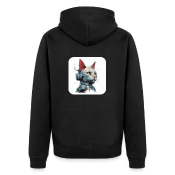 Retro Cyborg Robot Space Cat VI - Unisex Premium Organic Zip Hoodie - black - Back - Nico (187cm)