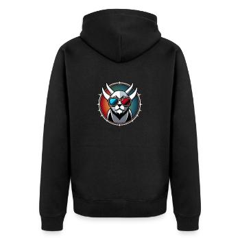 Round and cute cat head - Unisex Premium Organic Zip Hoodie - black - Back - Nico (187cm)