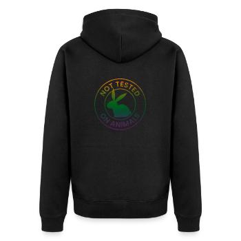 Not tested on animals - Unisex Premium Organic Zip Hoodie - black - Back - Nico (187cm)