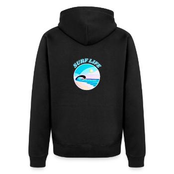 Surf Life, plage, soleil, mer, sable, vagues et été - Veste à capuche bio Premium Unisexe - noir - Dos - Nico (187cm)