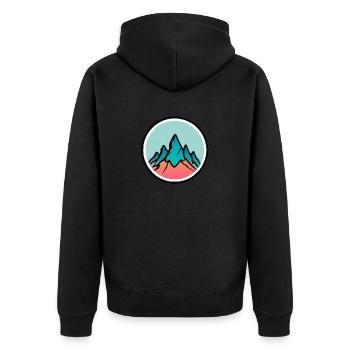 “Bergzauber mit KI” - Unisex Premium Bio Zip Hoodie - Schwarz - Hinten - Nico (187cm)
