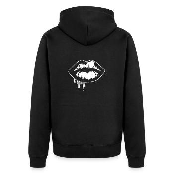 Lippen Mund Kussmund - Unisex Premium Bio Zip Hoodie - Schwarz - Hinten - Nico (187cm)
