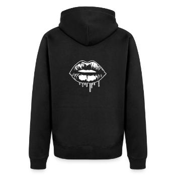 Lippen Mund Kussmund - Unisex Premium Bio Zip Hoodie - Schwarz - Hinten - Nico (187cm)
