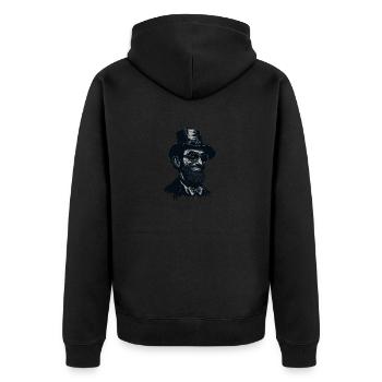 Lustige Patriotische Abe Abraham Lincoln USA Men - Unisex Premium Bio Zip Hoodie - Schwarz - Hinten - Nico (187cm)