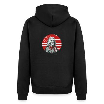 Patriotic Pride U.S. George Washington Men Woman - Unisex Premium Organic Zip Hoodie - black - Back - Nico (187cm)