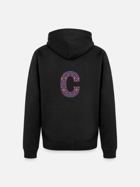 Monogram Letter C- geometric pattern - Unisex Premium Organic Zip Hoodie - black