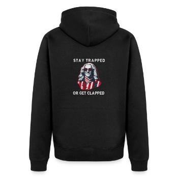 Buckle up | GEORGE GRIDDIN - Unisex Premium Organic Zip Hoodie - black - Back - Nico (187cm)