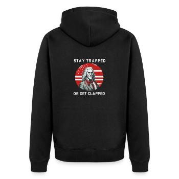Buckle up | GEORGE GRIDDIN - Unisex Premium Organic Zip Hoodie - black - Back - Nico (187cm)