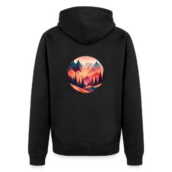 Geometrische Träume - Unisex Premium Bio Zip Hoodie - Schwarz - Hinten - Nico (187cm)