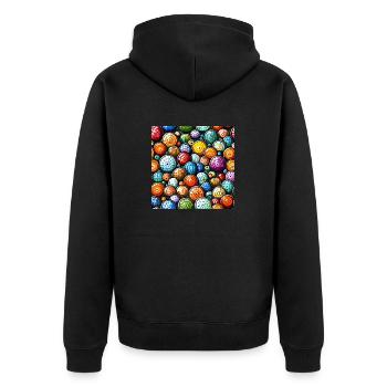 Murakami-Mosaik-Muster - Unisex Premium Bio Zip Hoodie - Schwarz - Hinten - Nico (187cm)