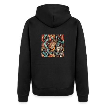 Zentangle-Paisley-Muster - Unisex Premium Bio Zip Hoodie - Schwarz - Hinten - Nico (187cm)