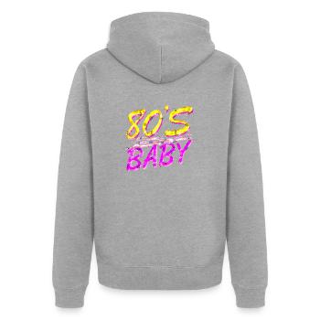 80s retro vintage funny 70s nostalgia music love - Unisex Premium Organic Zip Hoodie - heather grey - Back - Nico (187cm)