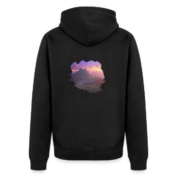 Mountains, mountain hikers, hiking, mountain hiking, hiking - Unisex Premium Organic Zip Hoodie - black - Back - Nico (187cm)
