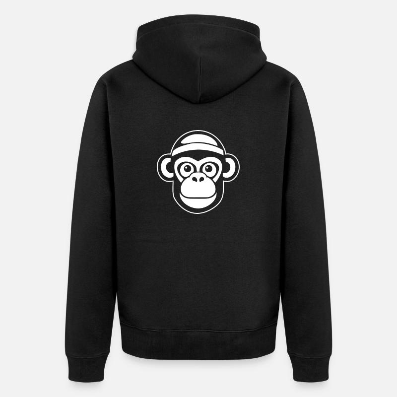 Monkey Monkey Monkey Face Jungle - Unisex Premium Organic Zip Hoodie - black