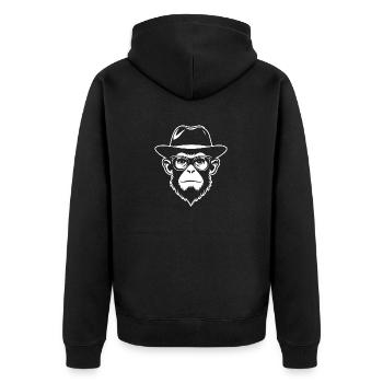 Affe Affen Affengesicht Dschungel - Unisex Premium Bio Zip Hoodie - Schwarz - Hinten - Nico (187cm)