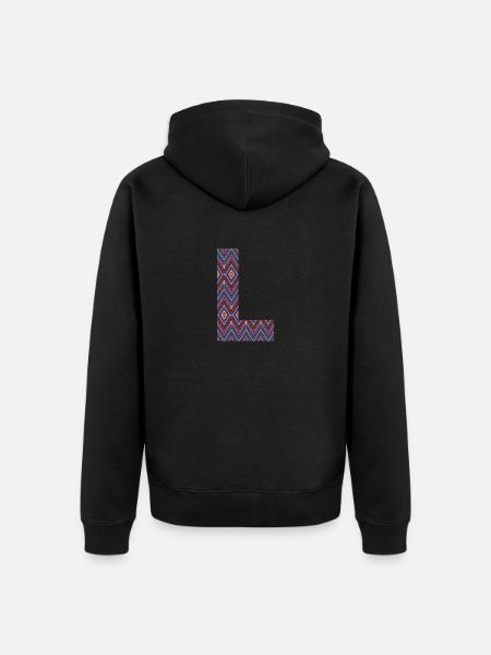 Monogram Letter L- geometric pattern - Unisex Premium Organic Zip Hoodie - black
