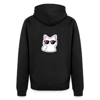 Rockende Katze mit Sonnenbrille 2 - Unisex Premium Bio Zip Hoodie - Schwarz - Hinten - Nico (187cm)