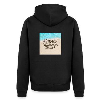 Hallo Sommer - Unisex Premium Bio Zip Hoodie - Schwarz - Hinten - Nico (187cm)