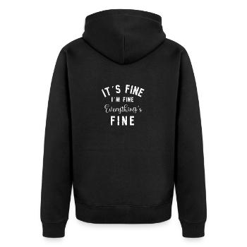 Es Ist Gut, Es Geht Mir Gut, Alles Ist Gut - Unisex Premium Bio Zip Hoodie - Schwarz - Hinten - Nico (187cm)