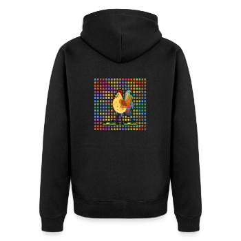 Hahn - Unisex Premium Bio Zip Hoodie - Schwarz - Hinten - Nico (187cm)