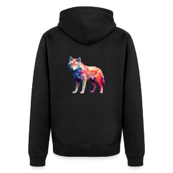 Wolf Geometric Drawing - Unisex Premium Organic Zip Hoodie - black - Back - Nico (187cm)