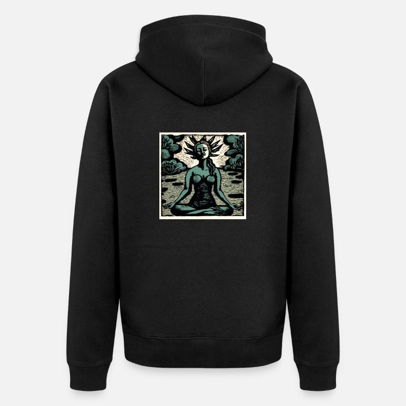 Yoga Padmasana vert - Veste à capuche bio Premium Unisexe - noir