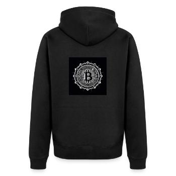 Modern black white bitcoin logo - Unisex Premium Organic Zip Hoodie - black - Back - Nico (187cm)