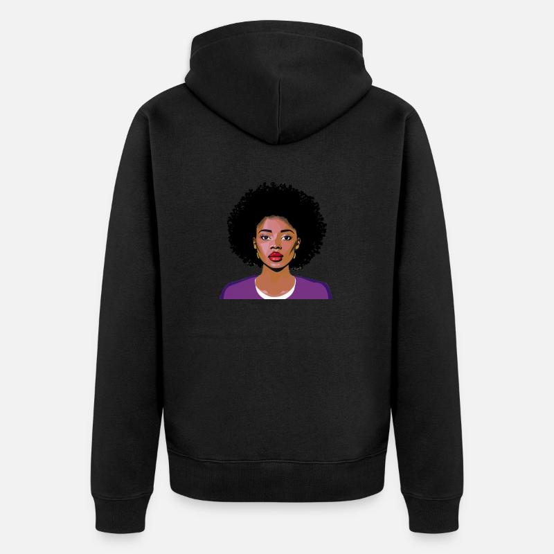 Frau mit Afro - Unisex Premium Bio Zip Hoodie - Schwarz