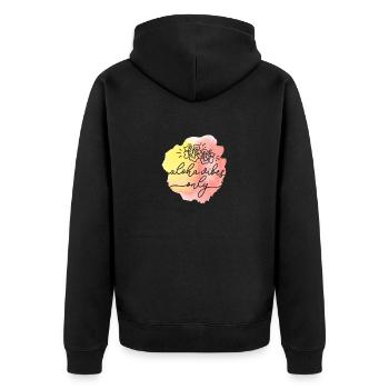 Nur Aloha-Vibes - Unisex Premium Bio Zip Hoodie - Schwarz - Hinten - Nico (187cm)