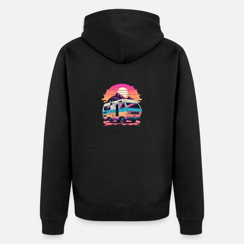 Campeur Synthwave - Veste à capuche bio Premium Unisexe - noir