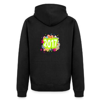Année 2017 anniversaire Groovy floral - Veste à capuche bio Premium Unisexe - noir - Dos - Nico (187cm)
