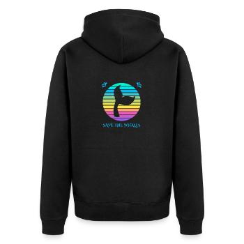 Rettet die Wale - Unisex Premium Bio Zip Hoodie - Schwarz - Hinten - Nico (187cm)