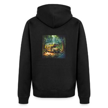 Motorhome Camping T-Shirt & Slogan I love outdoor - Unisex Premium Organic Zip Hoodie - black - Back - Nico (187cm)