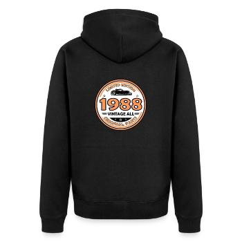 vintage 1988 - Unisex Premium Organic Zip Hoodie - black - Back - Nico (187cm)
