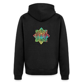 Mandala - Unisex Premium Bio Zip Hoodie - Schwarz - Hinten - Nico (187cm)