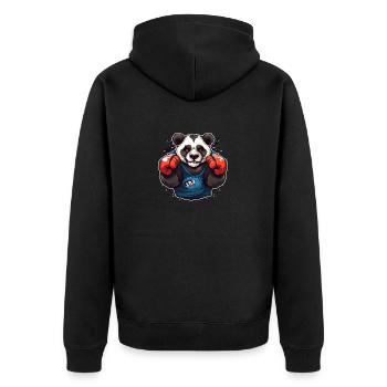 Panda-Boxmeister - Unisex Premium Bio Zip Hoodie - Schwarz - Hinten - Nico (187cm)