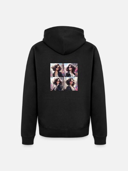 japani girl comic - Unisex Premium Bio Zip Hoodie - Schwarz