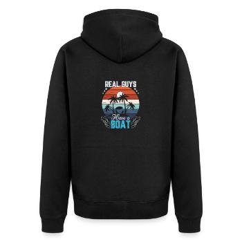 Real Guys have a Boat - Unisex Premium Bio Zip Hoodie - Schwarz - Hinten - Nico (187cm)