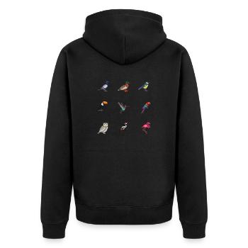 Vögel - Unisex Premium Bio Zip Hoodie - Schwarz - Hinten - Nico (187cm)