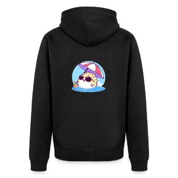 Kugelfisch-Paradies - Unisex Premium Bio Zip Hoodie - Schwarz - Hinten - Nico (187cm)